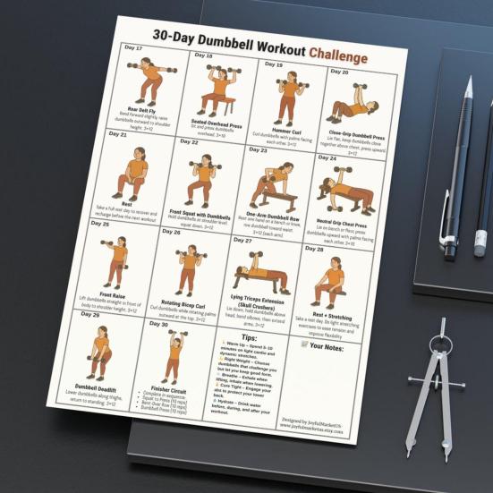 2 Stück Visualisierter Trainingsplan 30-Tage-Fitness-Challenge Heimtraining für Anfänger Tägliches Ganzkörper-Muskeltraining Fettverbrennung und Formung Täglich
