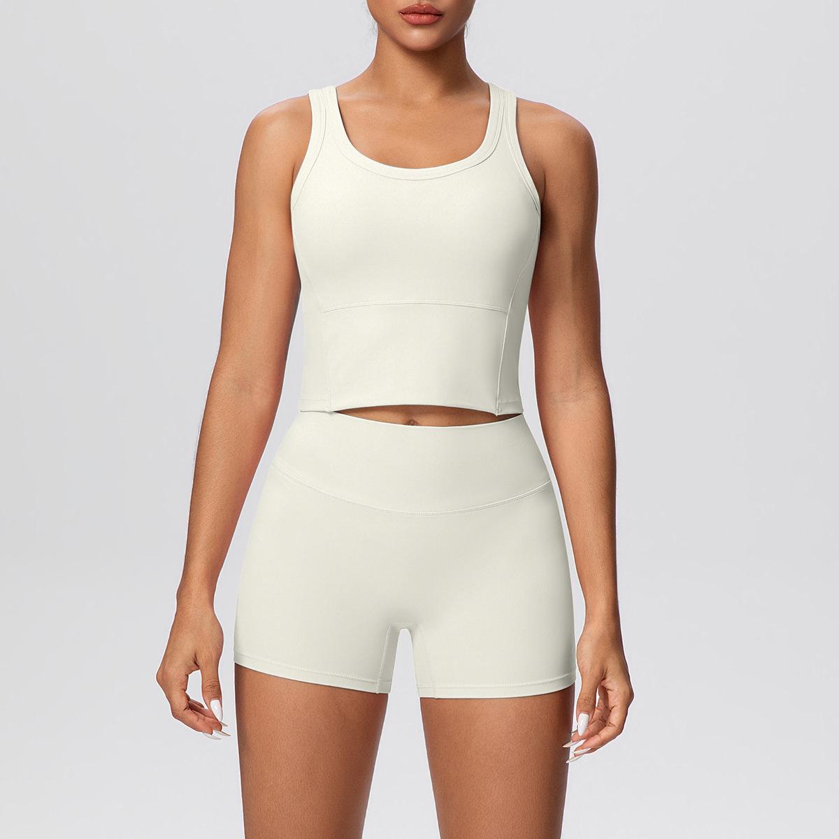 

Women s Shockproof Yoga Set: Cloud-Like Vest & High-Waisted Fitness Shorts Extra Large