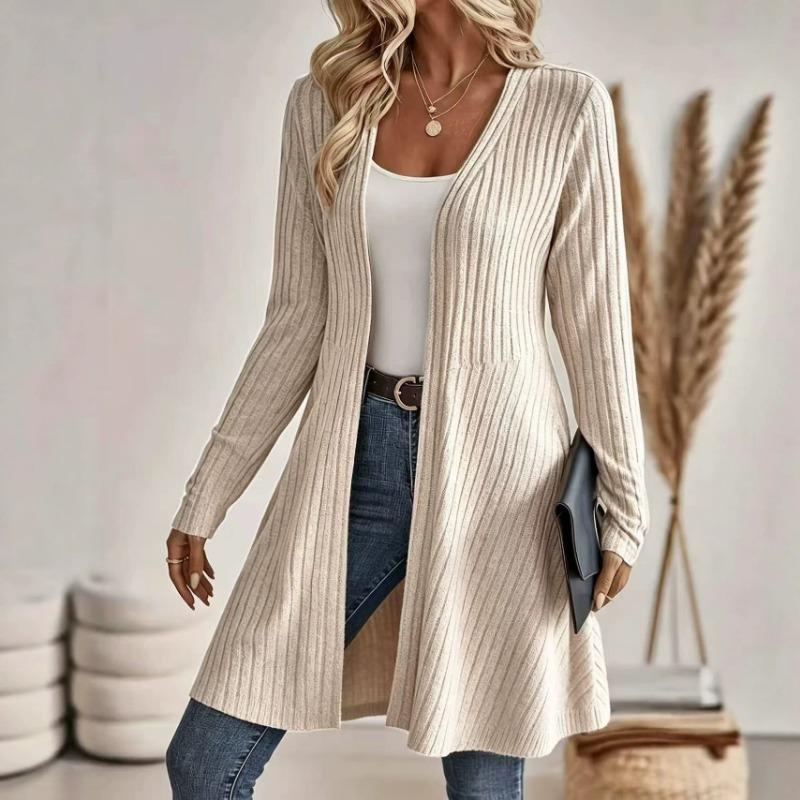 Women S Long Knit Cardigan Coat Solid Color Casual Sweater