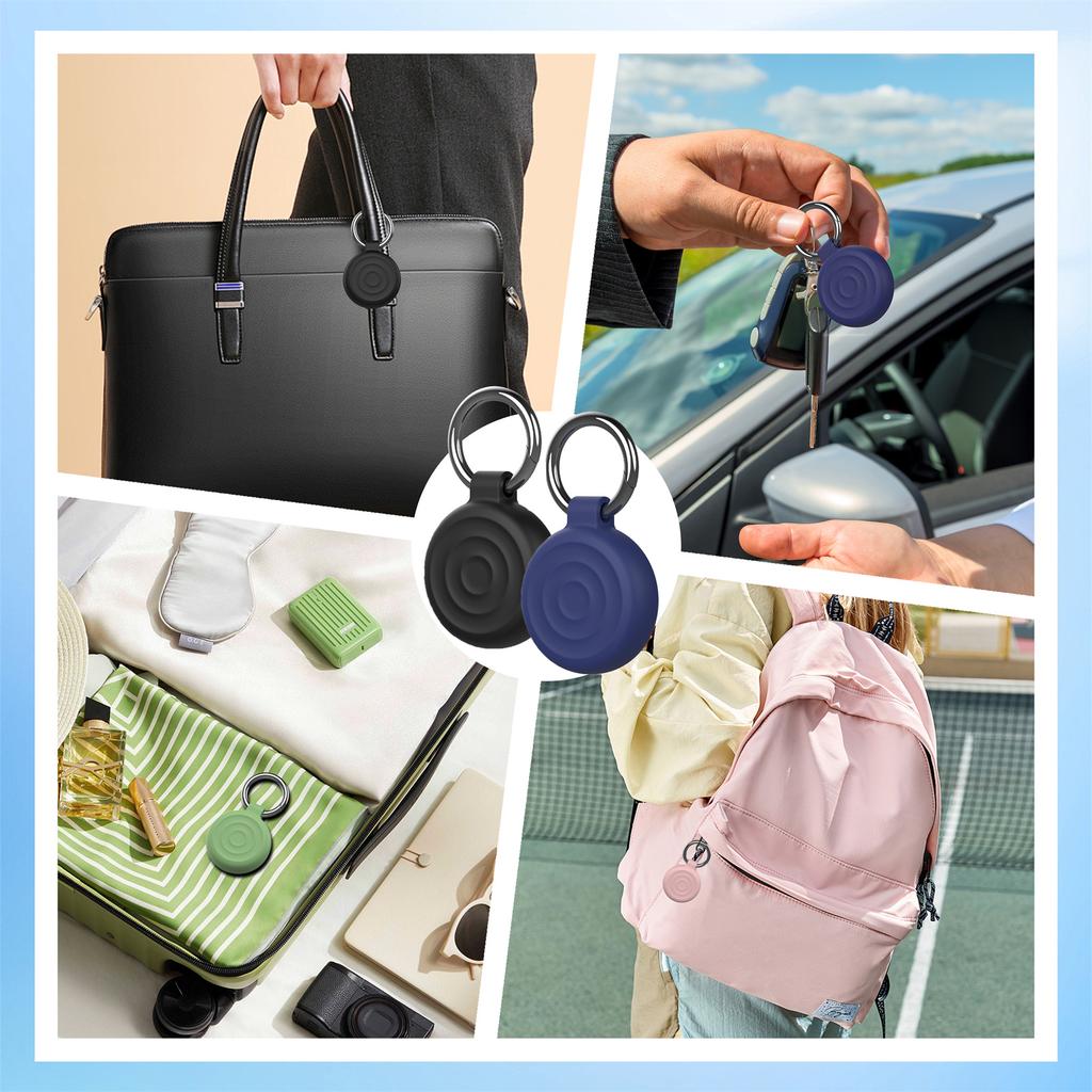 AT-66 For AirTag Locator Protective Case Waterproof Shockproof Tracker Silicone Cover with Keychain