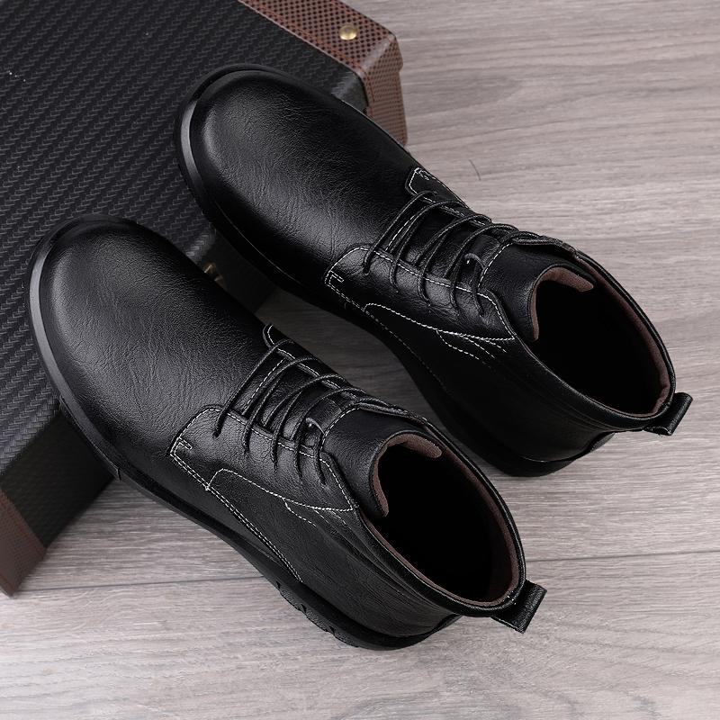 Luxury Brand Mens Ankle Boots Casual Outdoor Sneakers Genuine Leather Men Warm Winter Shoes Top Quality Man Business Basic Boots