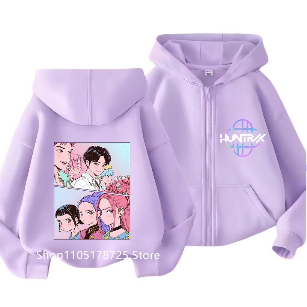 2026 Kawaii Zip Up Sweatshirts Kpop Demon Hunters Hoodie Children Clothes Kid Girl Boy Sweatshirt Zipper Hoody Baby Casual Top