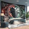 1Pc Twin Wolves Tapestry Wall Hanging, Decorative Fabric Poster for Bedroom, Living Room, Dorm & Home Decor