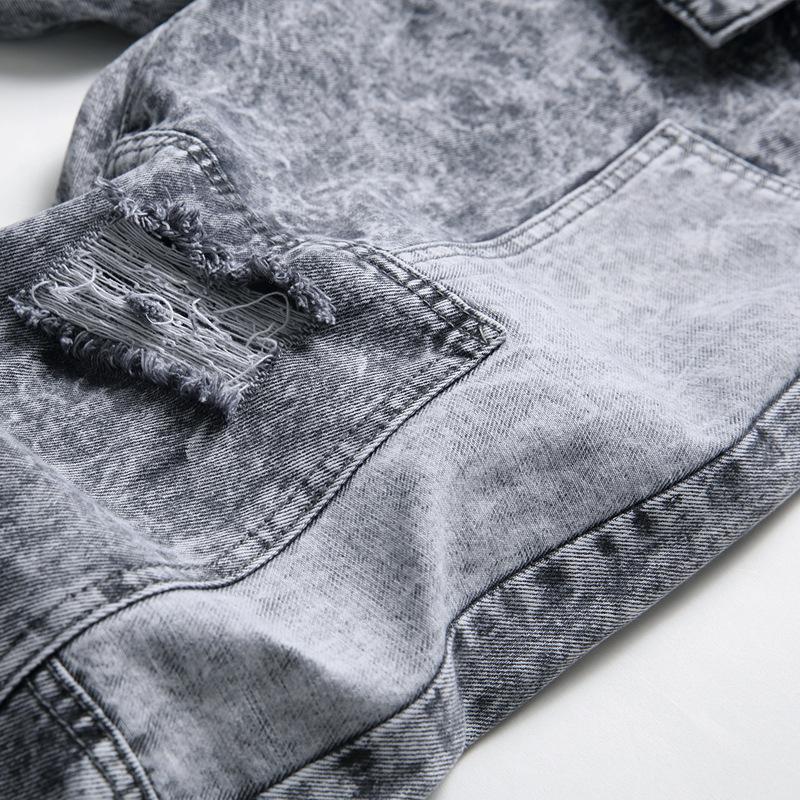 2024 Neue Jeans Amazon Europäische und amerikanische personalisierte trendige Spleißen tragen gerade Herrenhosen