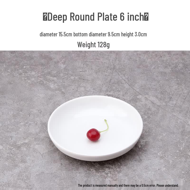 Qianxing White Melamine Deep Round Dinner Plates