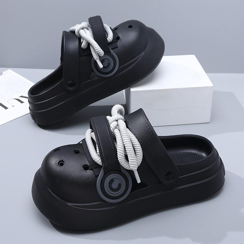 

Пара летняя мода универсальные милые нескользящие износостойкие EVA тренд уличные платформа обувь с отверстиями прямые 44-45 чёрный