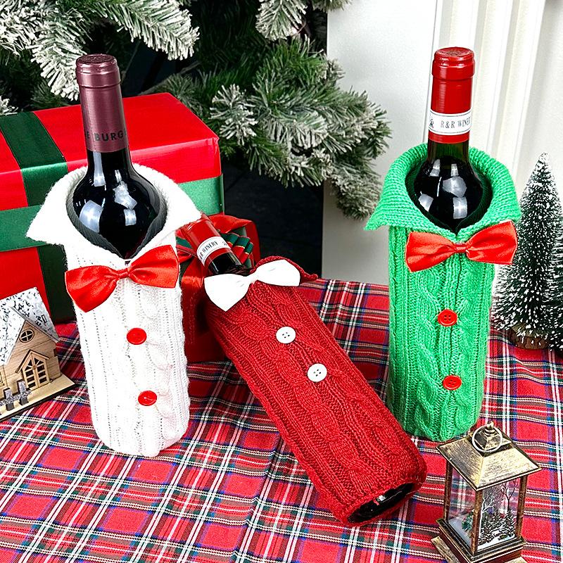 Nordic style wine bottle Christmas decorations, plush wine bottle bags, Christmas red wine set, restaurant party