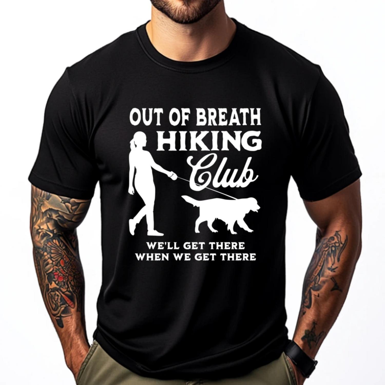 

Out Of Breath Hiking Society Club Outdoor Walk Groups White T Shirt Men Original Mens T-Shirts Tops T Shirt Father s Day XXXXXL чорний