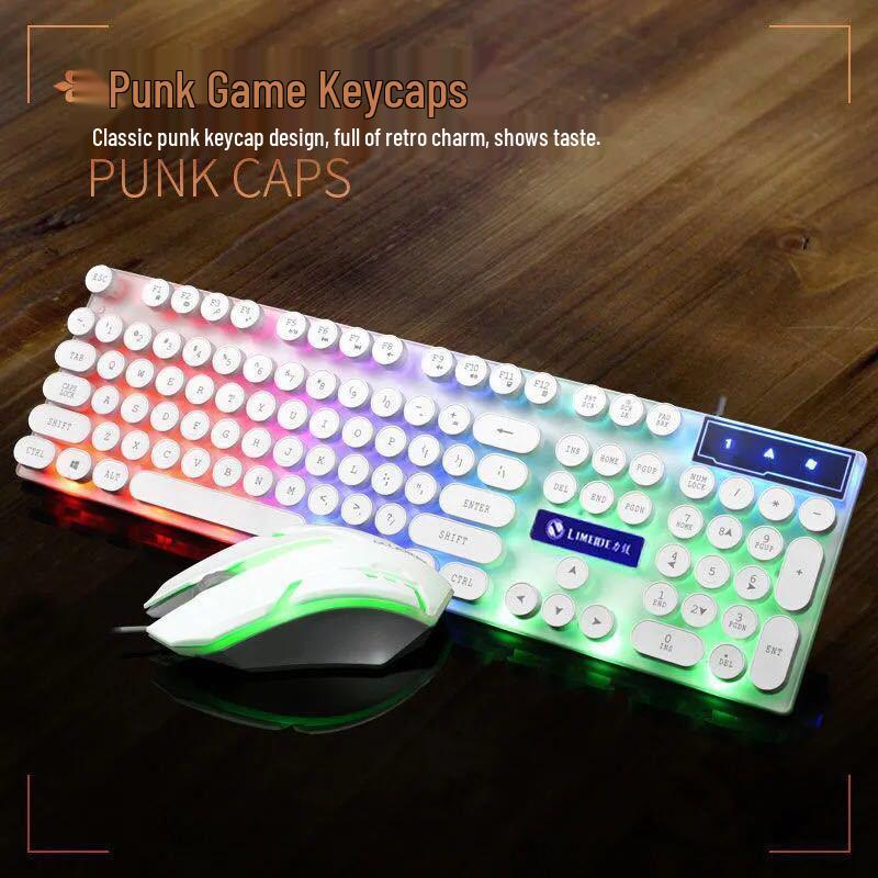 Gaming Style USB Keyboard and Mouse Set with Backlit Mechanical Feel for Desktop and Laptop