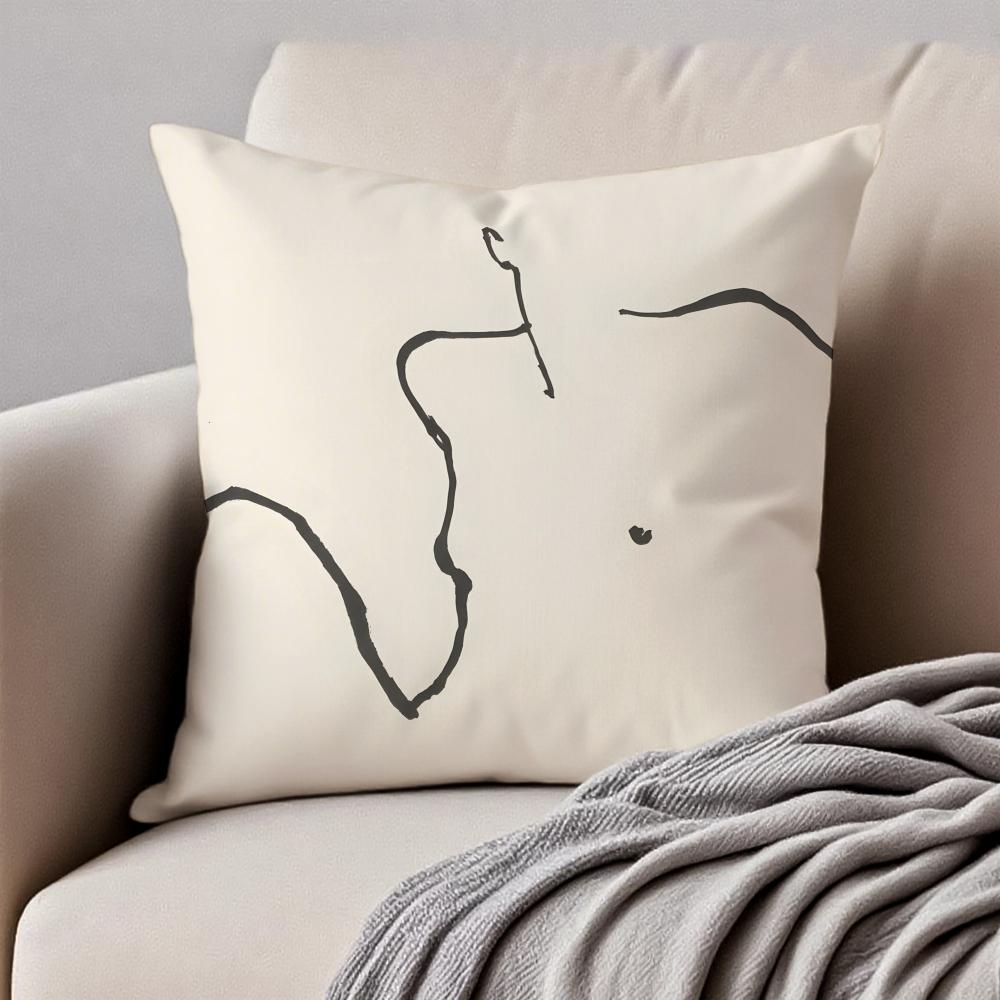 Sexy Sample Line Body Anime Cartoon Cushion Cover Pillowcase Antidustmite Invisible Zipper Short Plush Sofa Cushion
