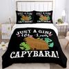 Søt capybara anime Kawai helårs dynetrekksett med putevar Hjemmetekstil Twin Full Queen King Barnegave