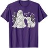 Boo-P Floral Ghost and Dog Halloween Boop Humor Design T-Shirt