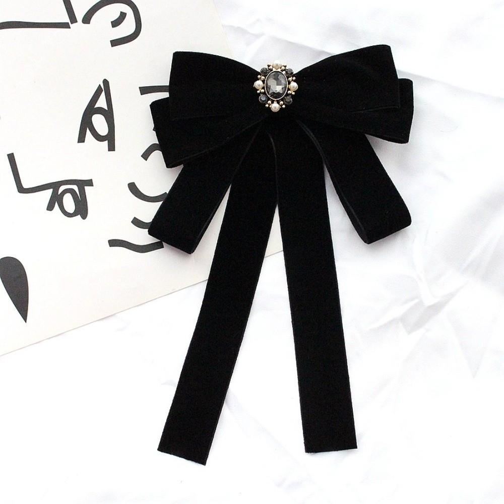 Velvet Black Ribbon Pin Beads Funerals Memorial Pin Sparkling Ribbon Badge Brooch Men