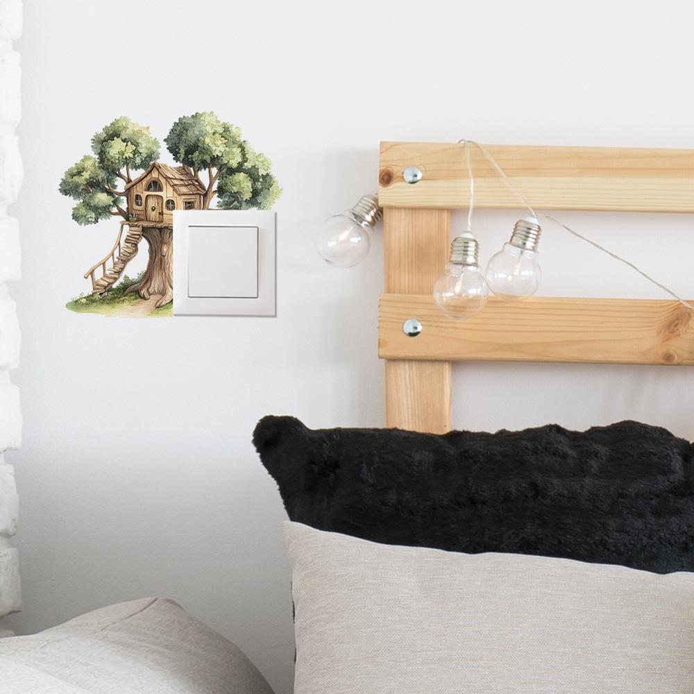The Cozy Log Cabin Bedroom Living Room and Entrance Hall Switch Are Pasted with Home Beautification Wall Stickers