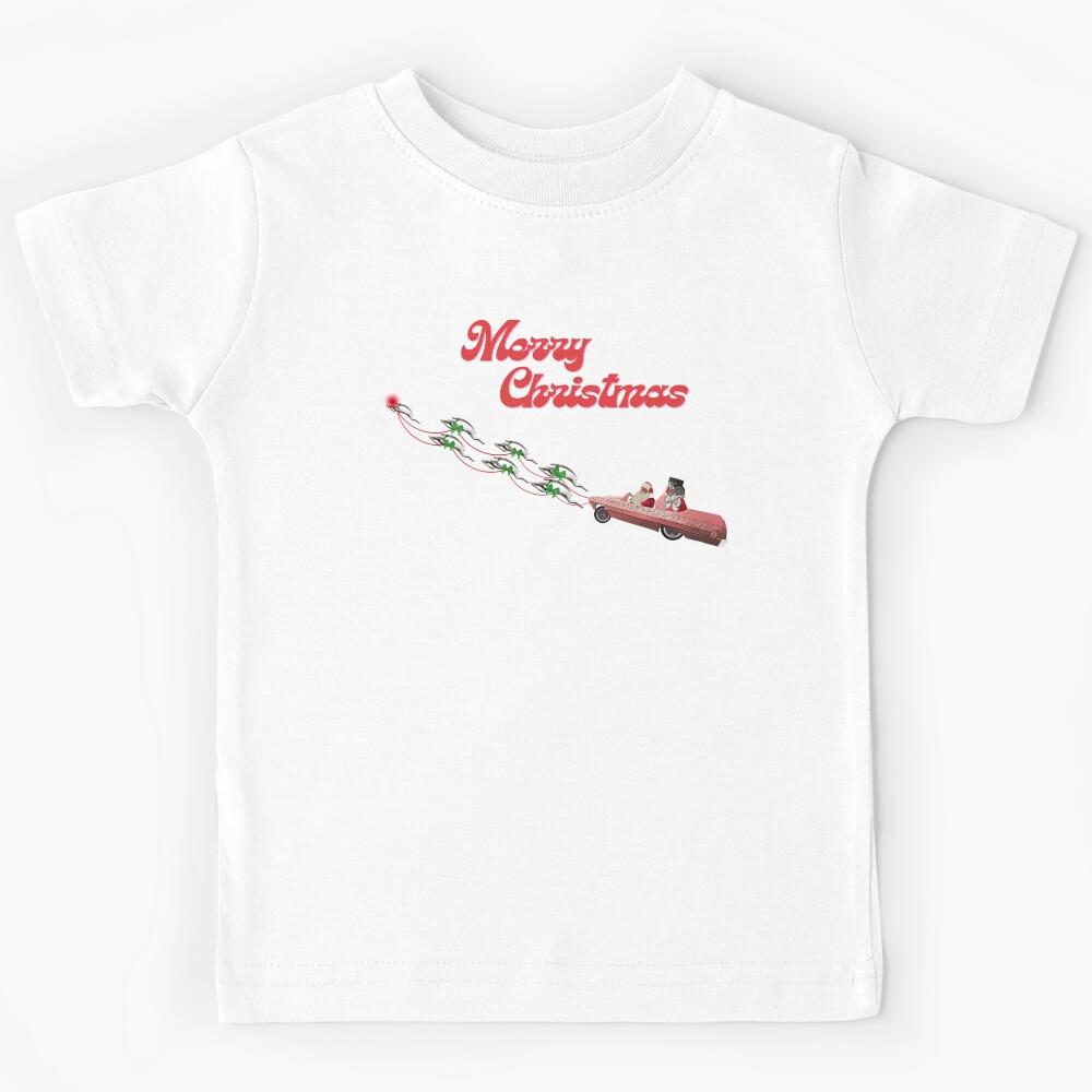 Santa Claus in a lowrider flying in the sky Kids T-Shirt 100