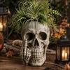 Punk-Stil Zimmerzubehör Gothic Totenkopf Pflanzgefäß mit Mittelfinger-Design, Harz Skelett Blumentopf Halloween Party Dekoration für Sukkulenten,