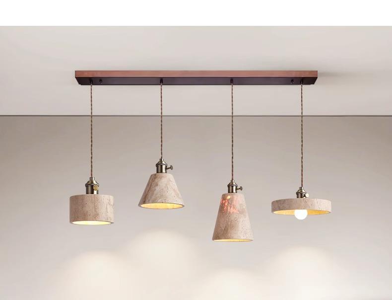 Yellow Travertine Wabi-sabi Chandelier: Mid-century Retro Style for Restaurants, Bars, and Dining Tables