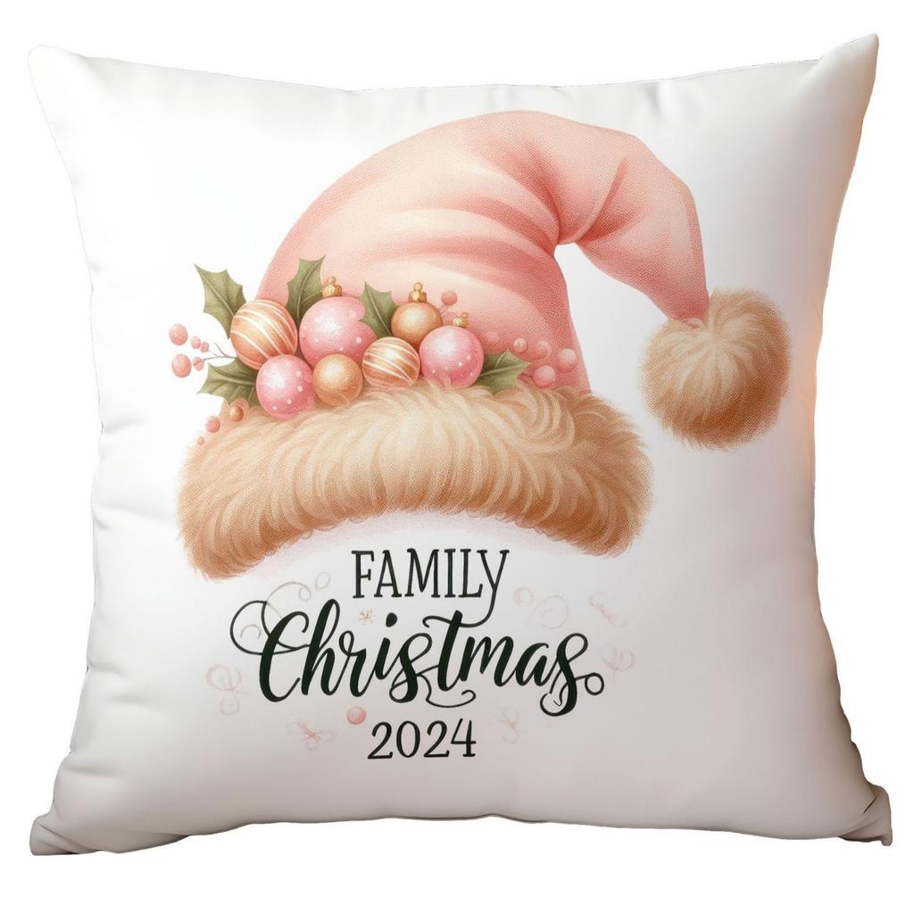 Christmas Pink Snowman Short Plush Pillow Cover Car Printed Sofa Cushion Home Pillow Cover Premium Durable Quality