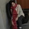 Wool Retro Ankora Red Plaid Scarf Women's Winter Atmosphere Woolen Scarf Korean Version
