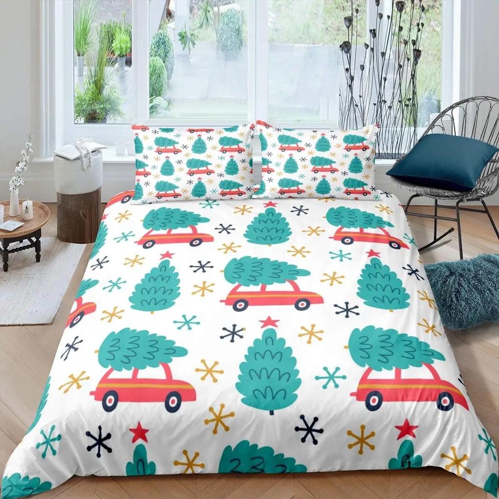 Comforter Merry Christmas Comforter Queen King Size Christmas Tree Pine Tree Bedding Set Xmas Ornament
