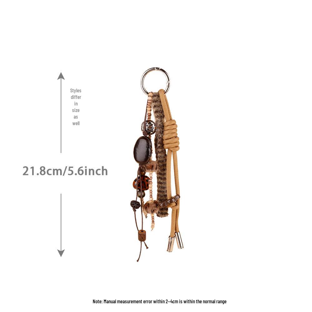 Wenqi's Vintage Wood Bead Wish-Fulfilling Charm Keychain Pendant