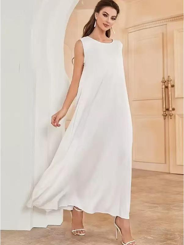 2025 Solid Color Loose Sleeveless Long Dress - European & American Style