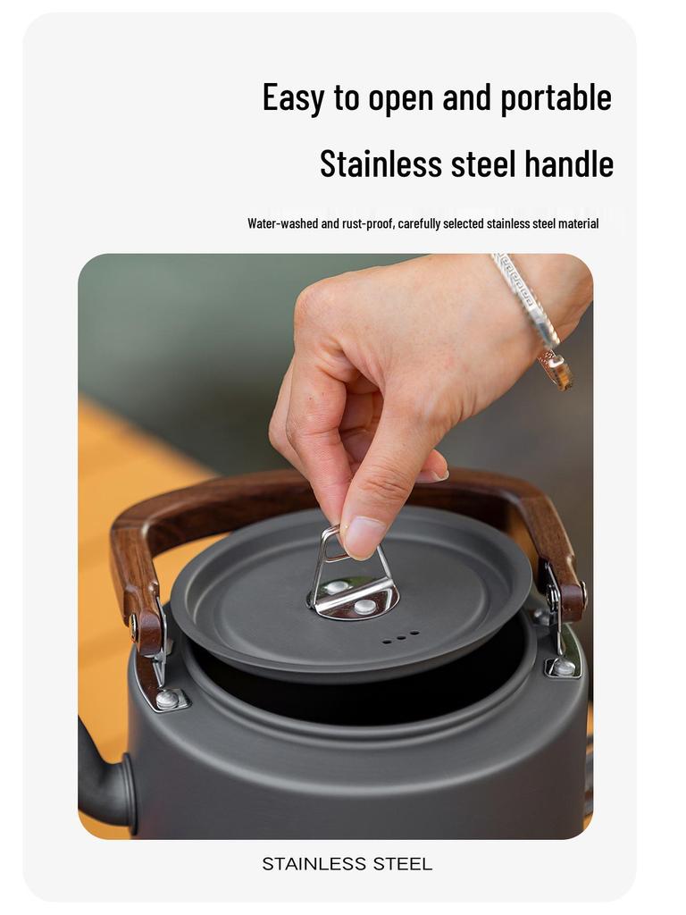 Mountain Guest Lightweight Aluminum Backcountry Camping Kettle - Large Capacity, Portable, Ideal for Outdoor Tea Brewing