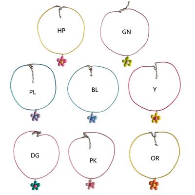 Cute Flower Necklace Colorful Pendant Necklace Romance Neck Jewelry Acrylic Material Gift for Girls and Youthful Women