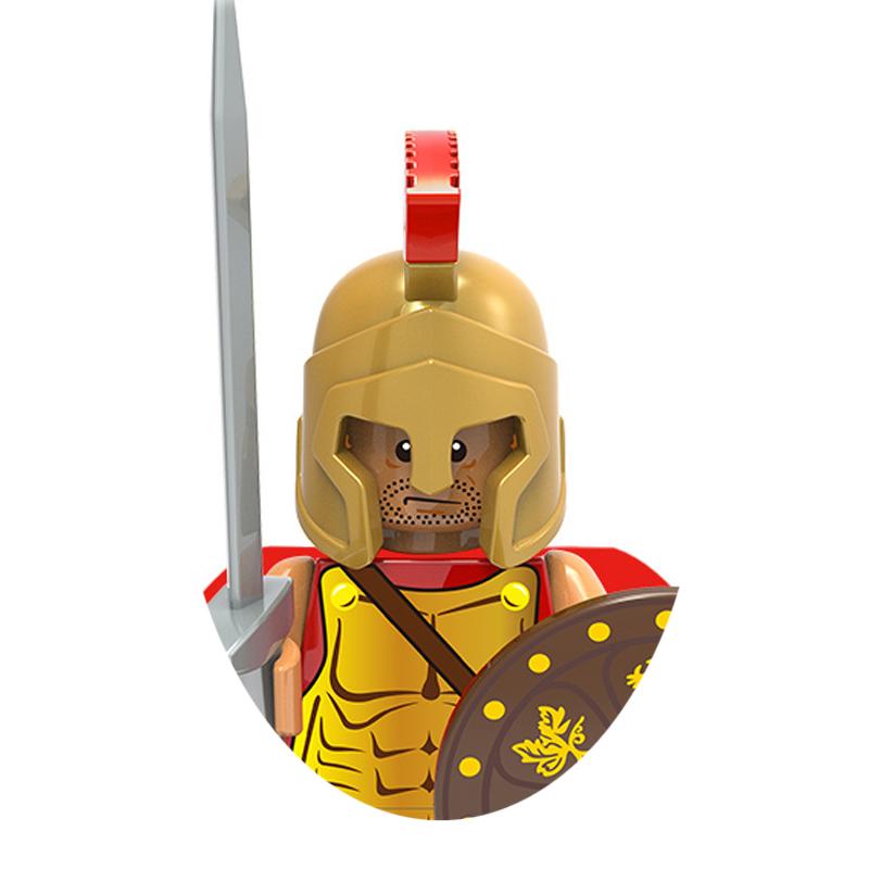 Medieval Military War Soldier Doll Building Block Spartan Soldier Crusader Roman Knight Weapon Sword Helmet Children's Toy Gifts