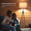 Pulling   Tripod Floor Lamp Modern Design Standing Light with Linen Lampshade for Living Room Bedroom Study Room  