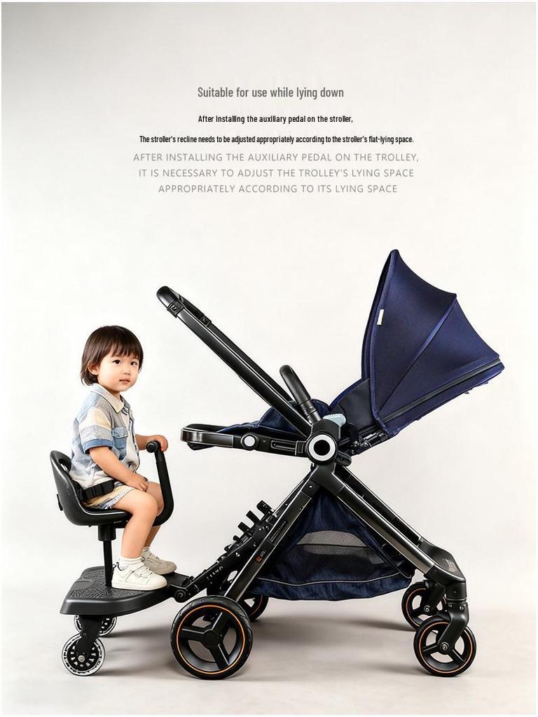 Convertible Two-Way Baby Stroller with Attachable Pedal and Shock-Absorbing Wheels