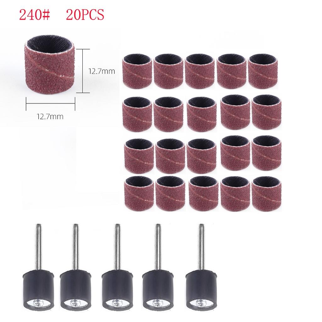 25Pcs Sanding Drum Kit Sanding Drum Ring With Rod Abrasive Rotary Grinding Head 40-320 1/2inch Sandpaper Tools For Woodworking