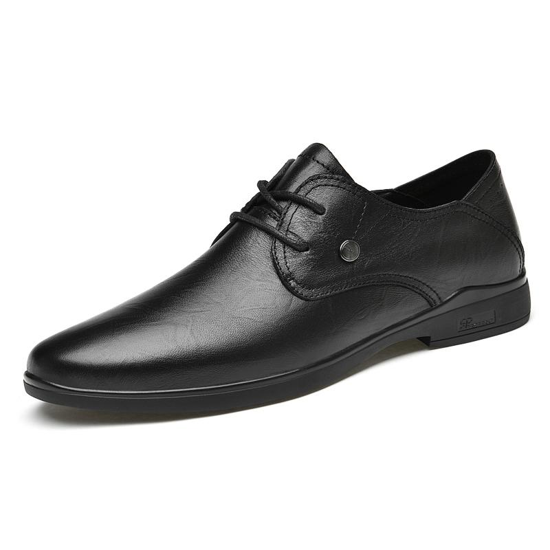 Men Genuine Leather Oxford Shoes Luxury Dress Man Casual Lace-Up Solid Business Formal Shoes Flats High Quality Leather Footwear