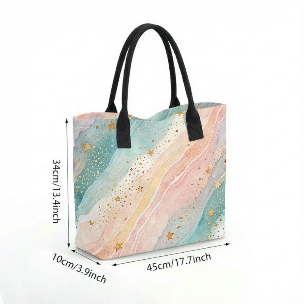 Watercolor Star Pattern Tote Bag Stylish Daily Carry Shoulder Bag