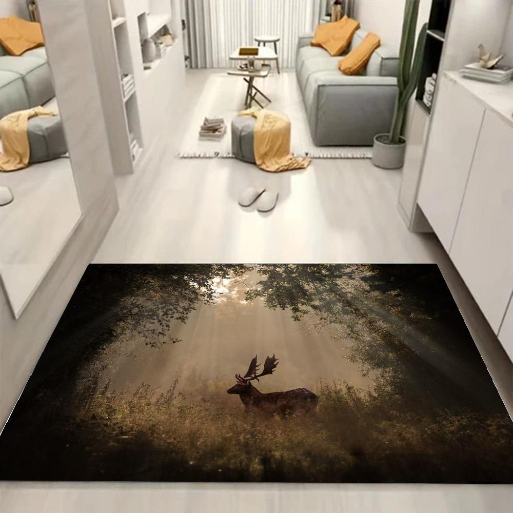 1pc Natural Forest Deer Bathroom Absorbent Mats Anti-Slip Mats Home Decor Supplies Carpets Home Kitchen Floor Mats