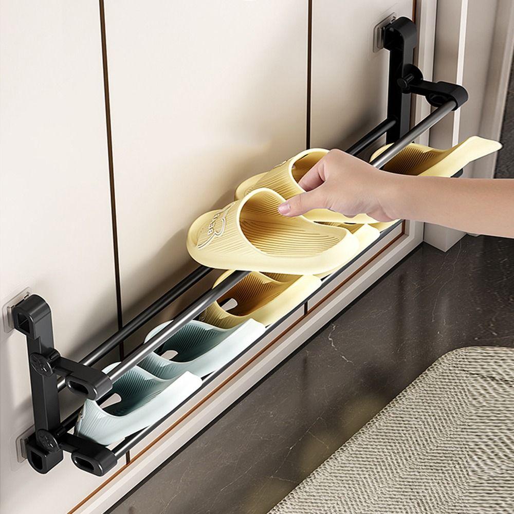 Wall Mounted Folding Slippers Rack Double Layer Bathroom Shoe Rack  Bathroom