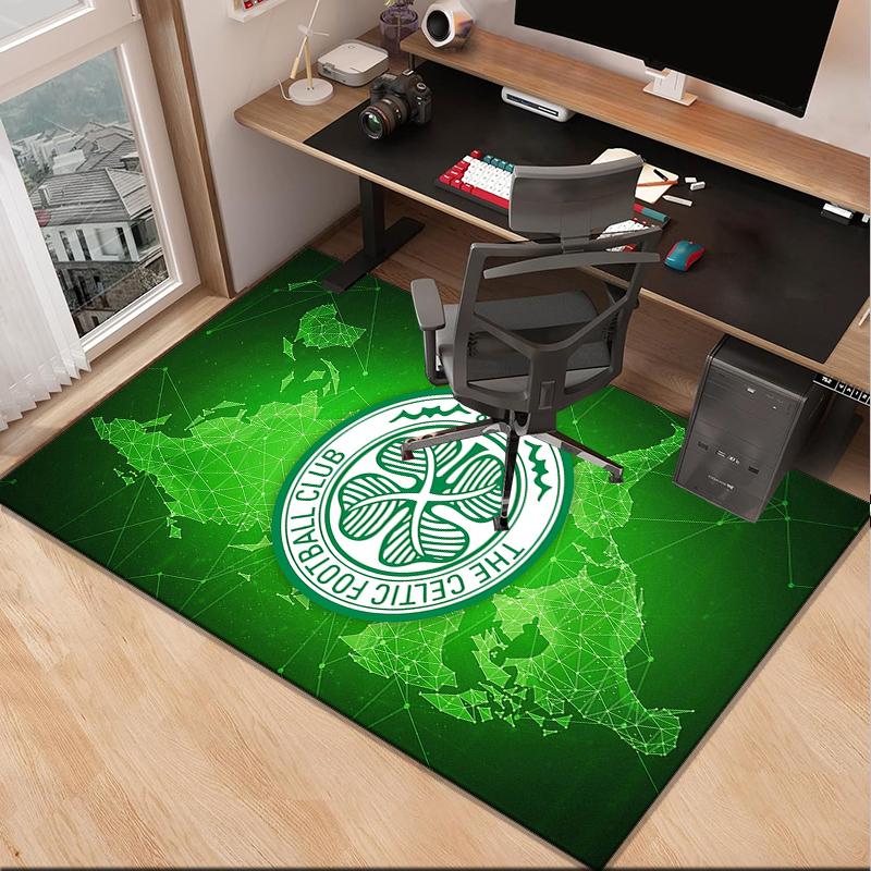 Celtic Football Club Crest Office Rug Chair Mat, Game Carpet, Suitable for Front Door, Bedroom, Living Room, Desk, Holiday Gift