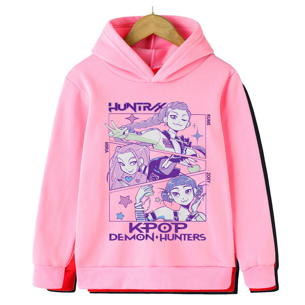 Fall and winter Kpop demon hunter children's hooded sweatshirt cute Kpop demon hunter tiger top Harajuku boys and girls