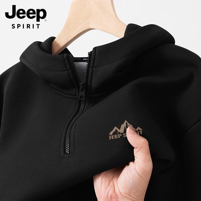 

JEEP SPIRIT Men s Fleece Lined Half-Zip Pullover Hoodie L