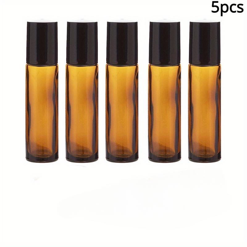 

5/10 шт. Роликовые флаконы с эфирным маслом, Роликовые флаконы из янтарного стекла емкостью 10 мл с роликовыми шариками из нержавеющей стали и крышками для путешествий, парфюмерии и блеска для губ 5pcs