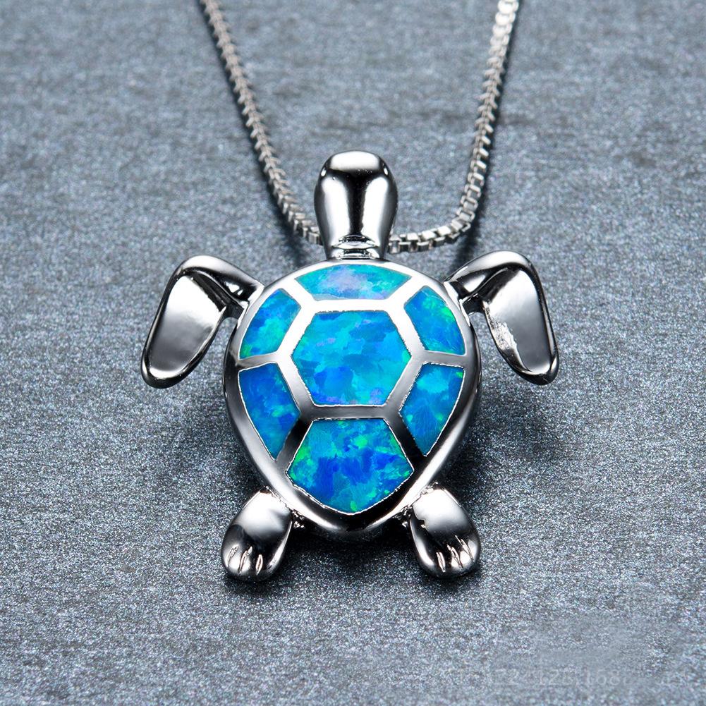 Bohemia Cute Turtle Pendant Necklace For Women Inlay White Imitation Opal Necklace Wedding Party Jewelry Christmas Gifts for Her