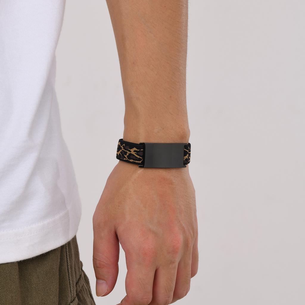 Customized Elastic Strap Bracelet for Girl Boys Teenagers,Engrave Words Name Number Stainless Steel Bracelet,Multiple Color