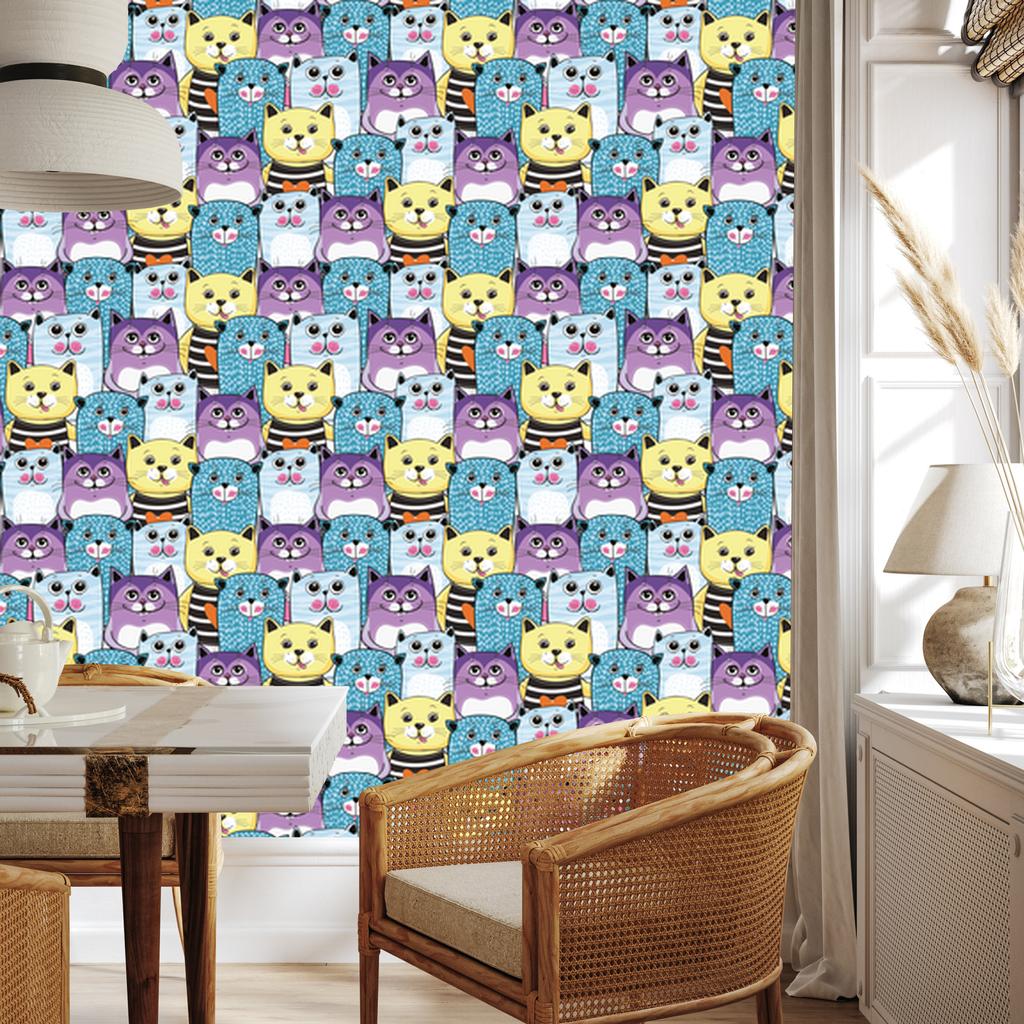 Colorful Kittens Wallpaper for Living Room and Bedroom 50x1000