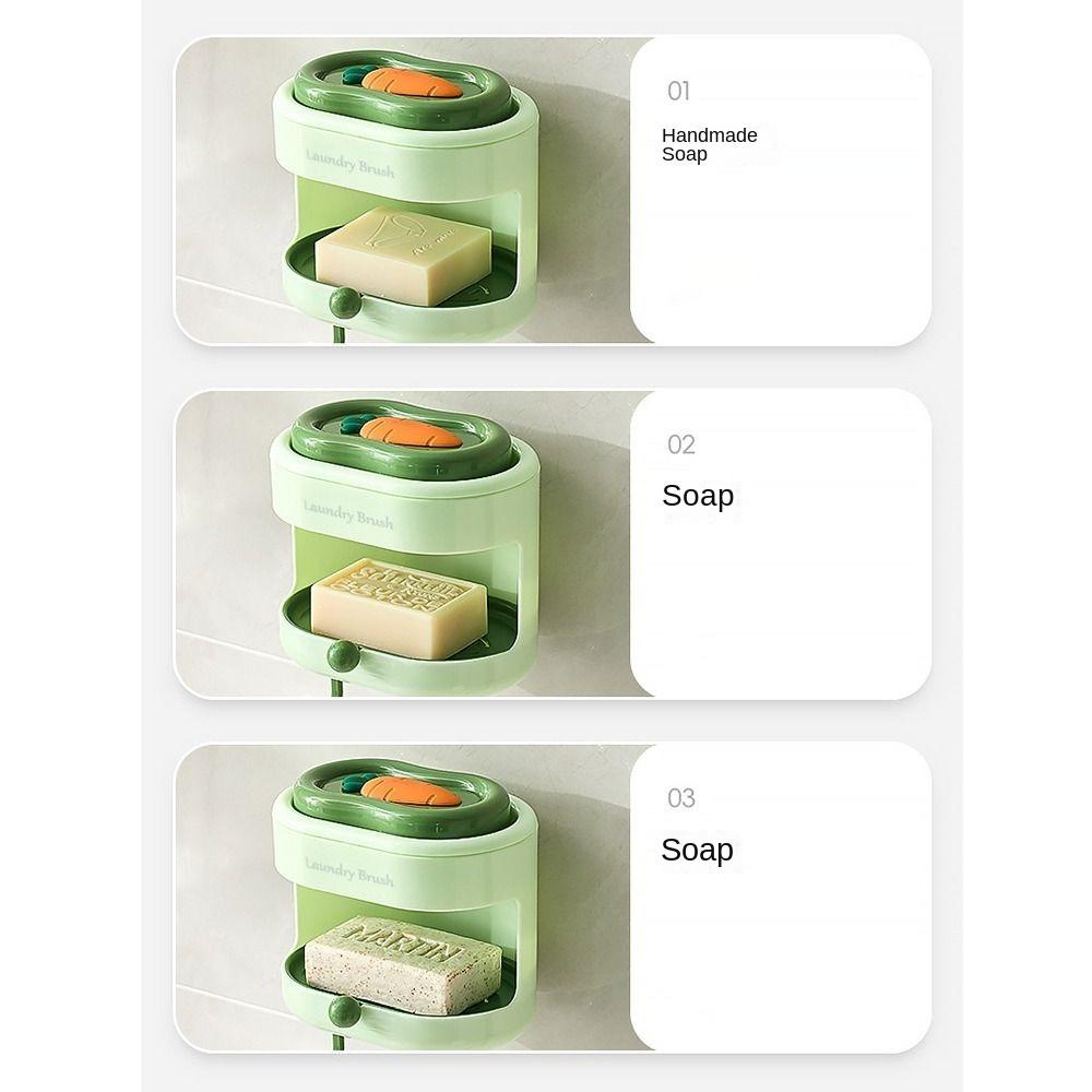 Wall Mount Soap Holder Back Scrubber Kit Carrot Drain Water Soap Shelf Bathroom