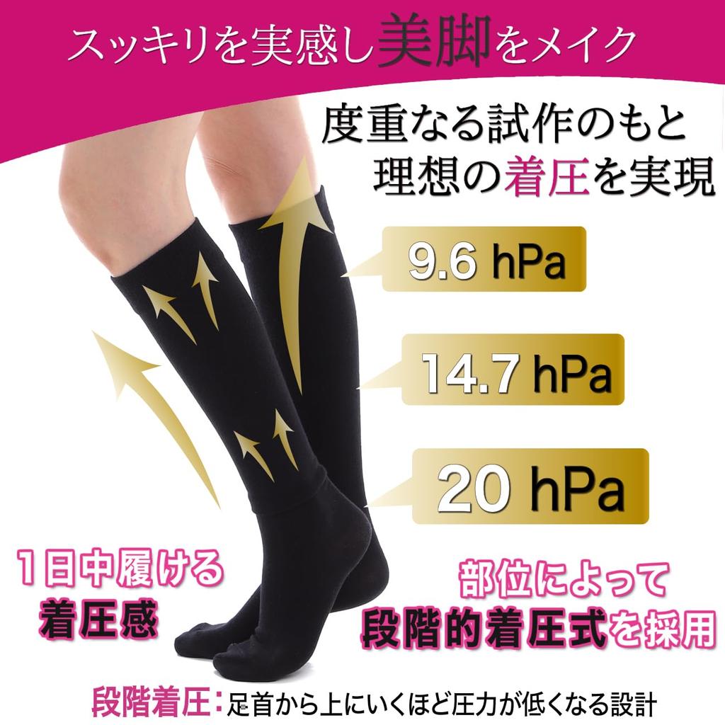 Nowest Compression Loose Sizes Suitable for Medical and Nurse Day and Night by Diet Women's Socks, Fit, 22-25cm, Use, Use, [Supervised Instructors]