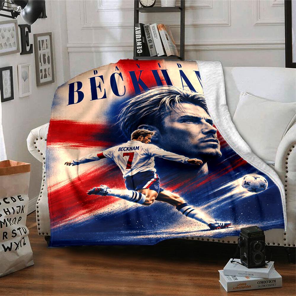 David Beckham England Football Star Print Fleece Blanket Soft Cozy Throw Blanket for Sofa Couch Bed Soccer Fan Home Decor