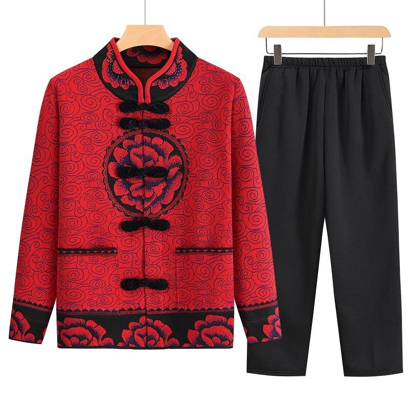 60-Year-Old Women's Tang Suit Jacket - Grandma's Longevity Birthday Cardigan