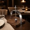 Tabletop Tissue Rack Walnut Wood Stainless Steel Napkin Holder Polished Metal Silver