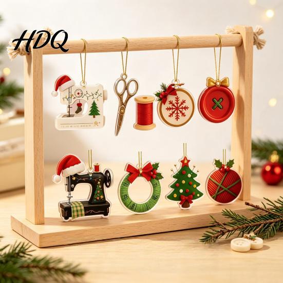 Christmas Holiday Home Decor 2026 Sewing Advent Calendar with Sewing‑Themed 2D Acrylic Ornaments 24‑Days Tree for Crafters Countdown Lovers,