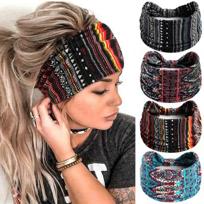 Wide Headbands for Women Polka Dots Knotted Headwrap Turban Yoga Workout Head Bands Boho Stretch Cotton Bandana Hair Accessories